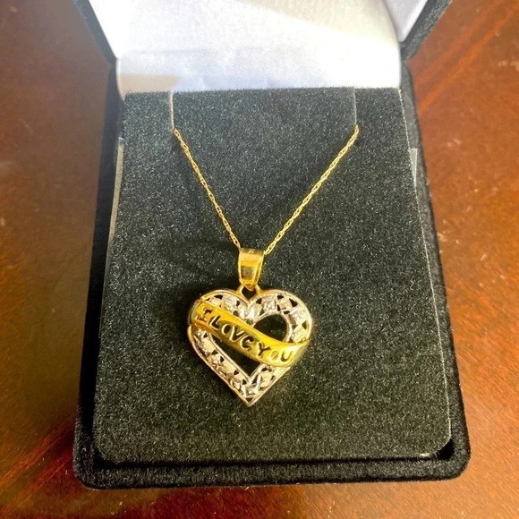 10k Gold Love You Heart Necklace - Picture 5 of 6